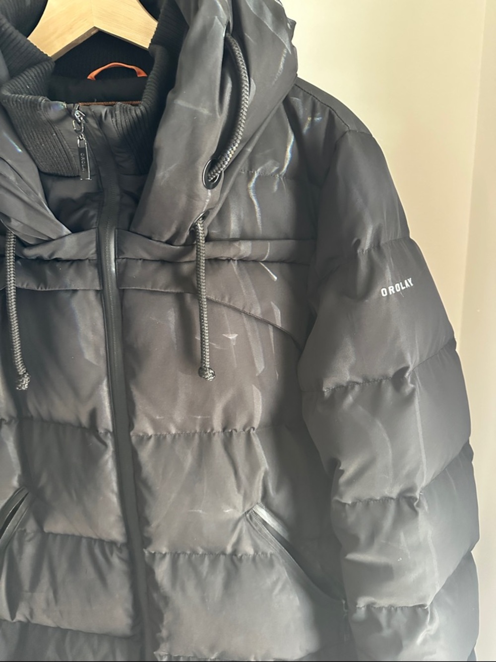 Women's Black Long Puffer Coat with Hood - Picture 2 of 8